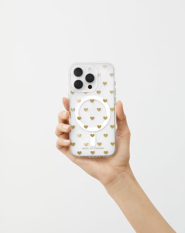 Clear Case MagSafe iPhone 16 Pro Max Golden Hearts