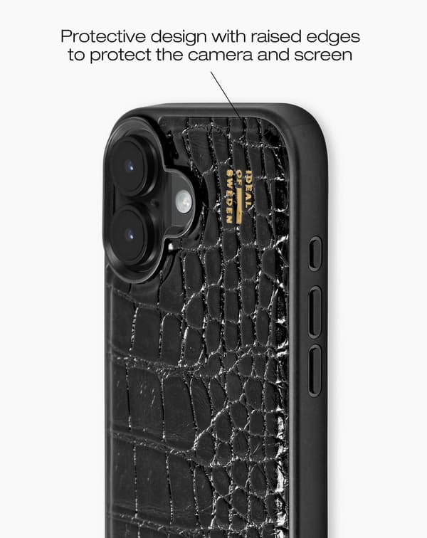 Vegan Leather Case MagSafe iPhone 16 Black Croco