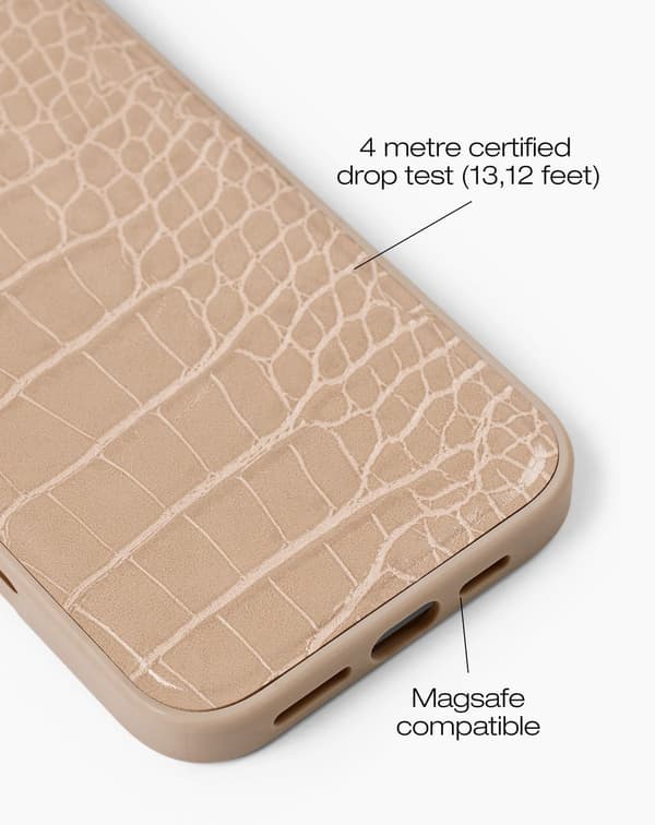 Vegan Leather Case MagSafe iPhone 16 Pro Max Warm Beige Croco