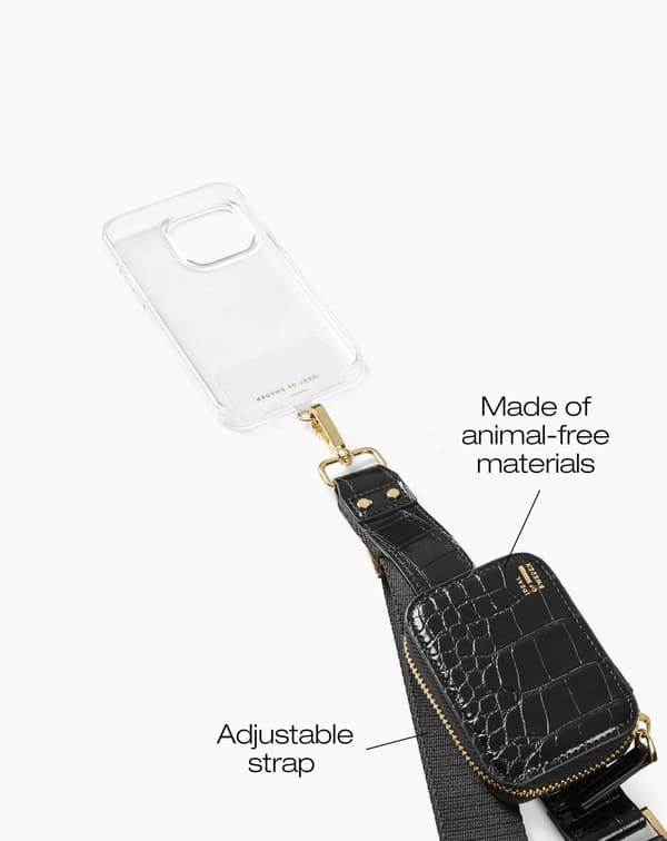 Utility Phone Strap Black Croco