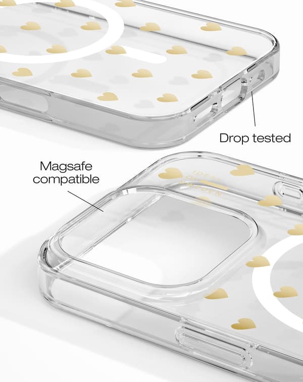 Clear Case MagSafe iPhone 16 Pro Max Golden Hearts