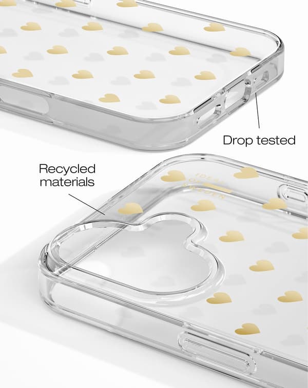 Clear Case iPhone 16 Golden Hearts