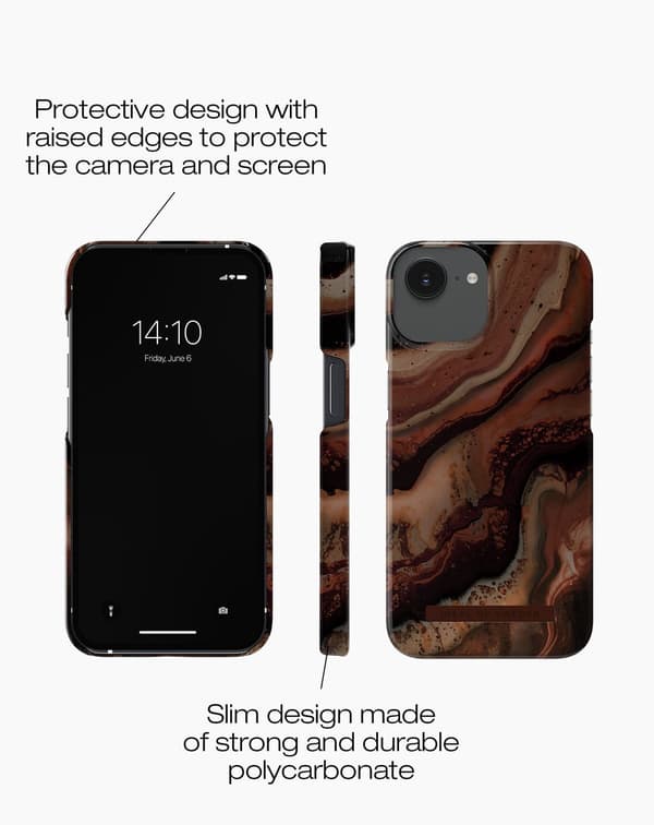 Printed Case MagSafe iPhone 13 / 14 / 16e / 17e Dark Amber Marble
