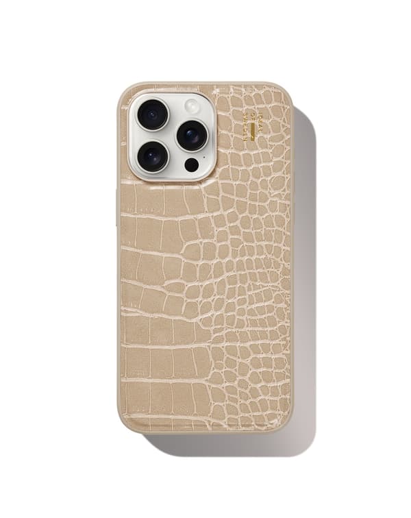 Vegan Leather Case iPhone 15 Pro Max Warm Beige Croco