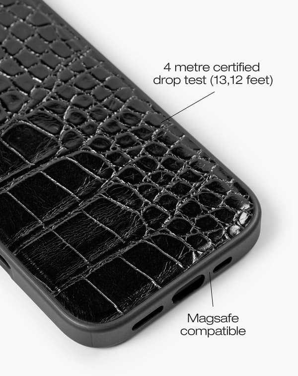 Vegan Leather Case MagSafe iPhone 17 Black Croco