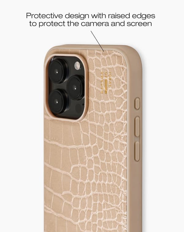 Vegan Leather Case iPhone 15 Pro Max Warm Beige Croco