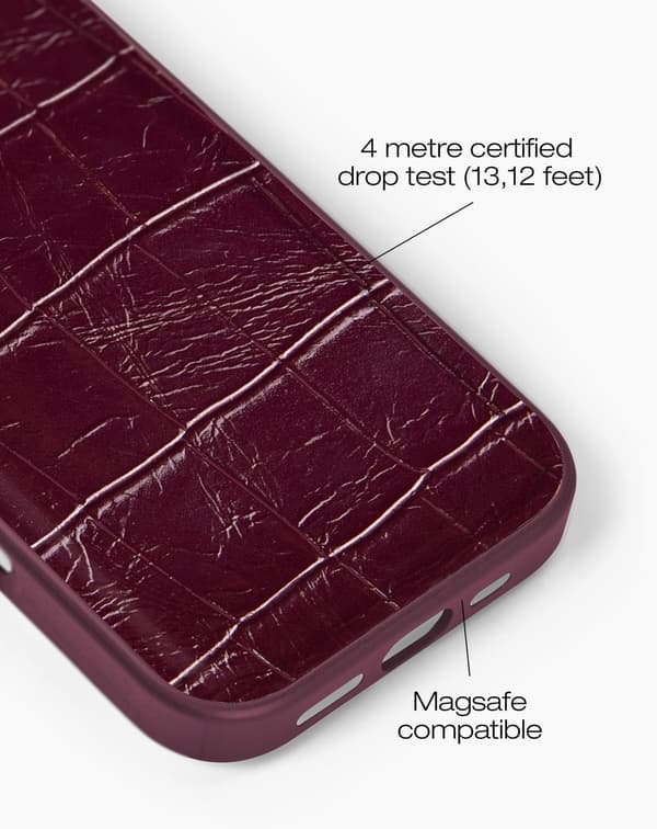Vegan Leather Case MagSafe iPhone 16 Fine Wine Croco