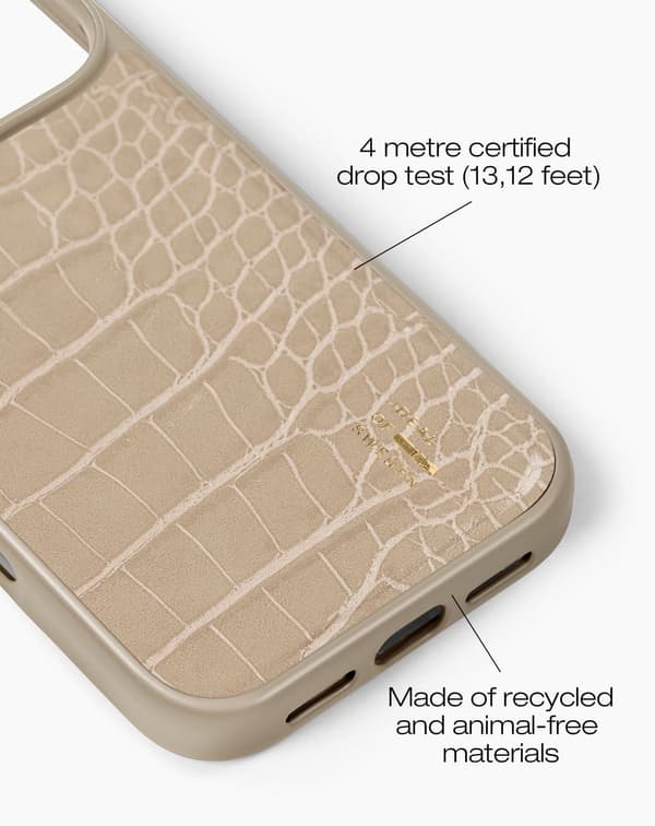 Vegan Leather Case iPhone 17 Pro Max Warm Beige Croco