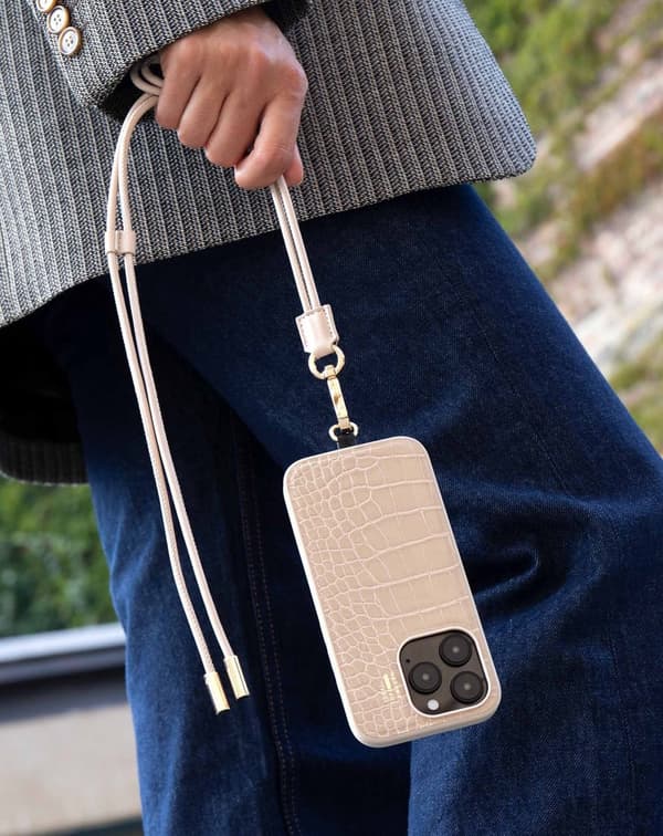 Vegan Leather Case iPhone 15 Pro Warm Beige Croco