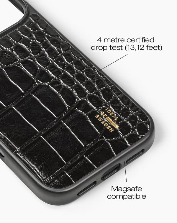 Vegan Leather Case MagSafe iPhone 17 Pro / 18 Pro Black Croco