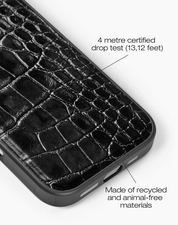 Vegan Leather Case iPhone 16 Pro Max Black Croco