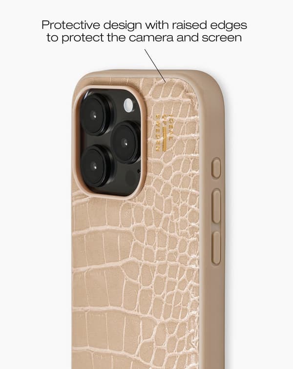 Vegan Leather Case iPhone 15 Pro Warm Beige Croco