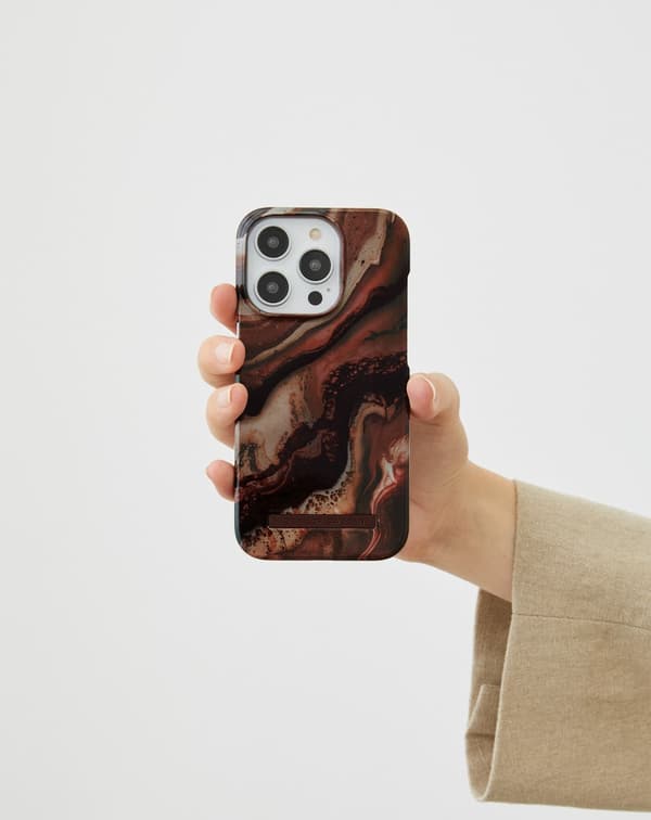 Printed Case iPhone 12 / 12 Pro Dark Amber Marble