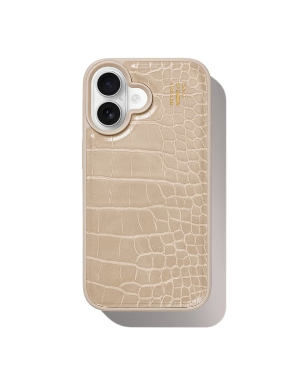 Vegan Leather Case MagSafe iPhone 17 Warm Beige Croco