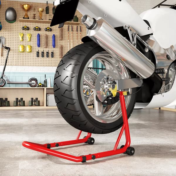 Motorcykelstativ Fram/Bak - Max 544kg, Stål, Röd
