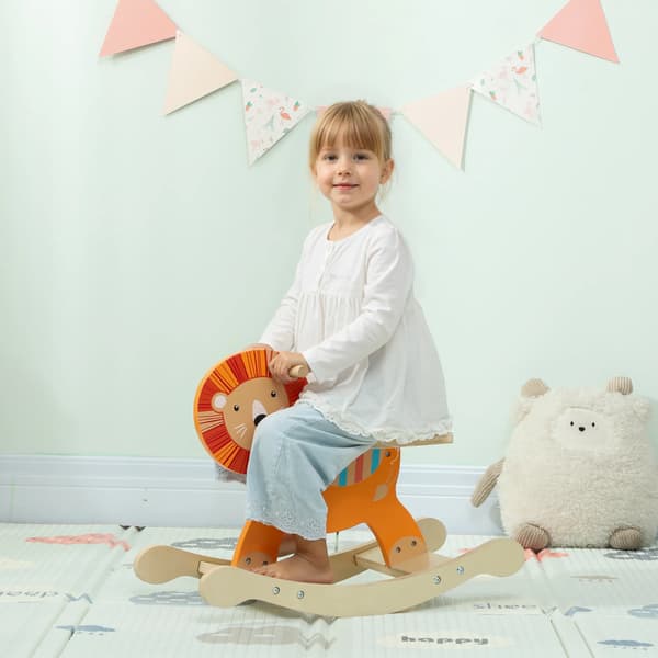 Gyngedyr, Løvedesign, Orange, Træ, Max 25 kg, 2-5 år