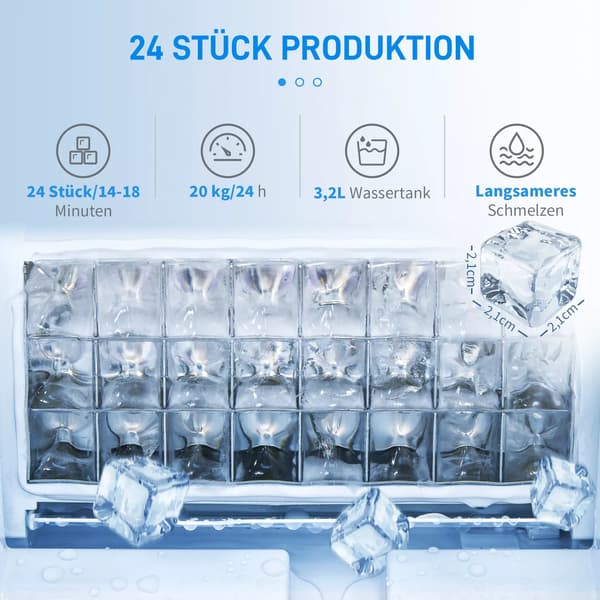 Ismaskine 20 kg/24 timer, Rustfrit Stål, Sølv - Kompakt og Selvrensende