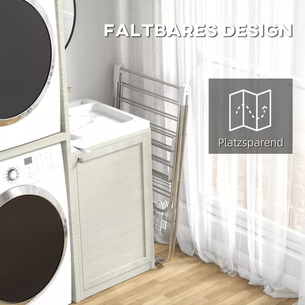 Tørrestativ Foldbart Bambus/PP Sølv+Hvid 146x60,5x98cm