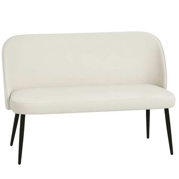 2-sitssoffa i beige sammetstyg med metallstomme, modern design