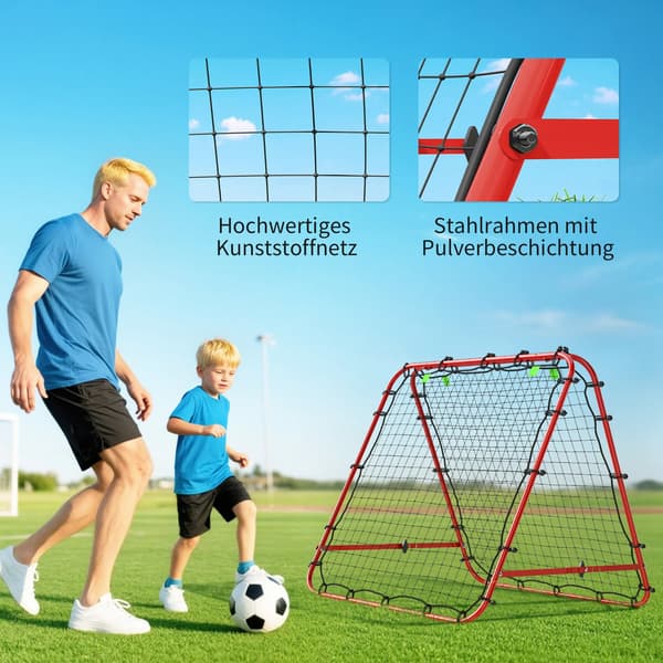 Fotbollsrebounder dubbelsidig återstudsvägg i stål, röd
