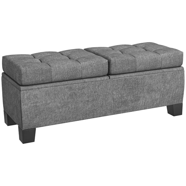 Siddbänk med förvaring, Grå, Polyester, 116x41x47 cm
