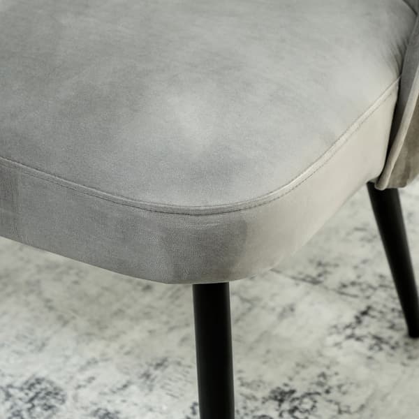 2-sits soffa, grå sammet med metallram, modern design för små utrymmen
