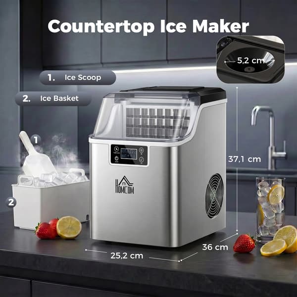 Ismaskine 20 kg/24 timer, Rustfrit Stål, Sølv - Kompakt og Selvrensende
