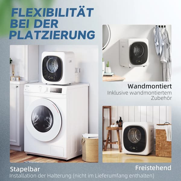 Kompakt torktumlare 4 kg, 5 program, timerfunktion, vit+svart