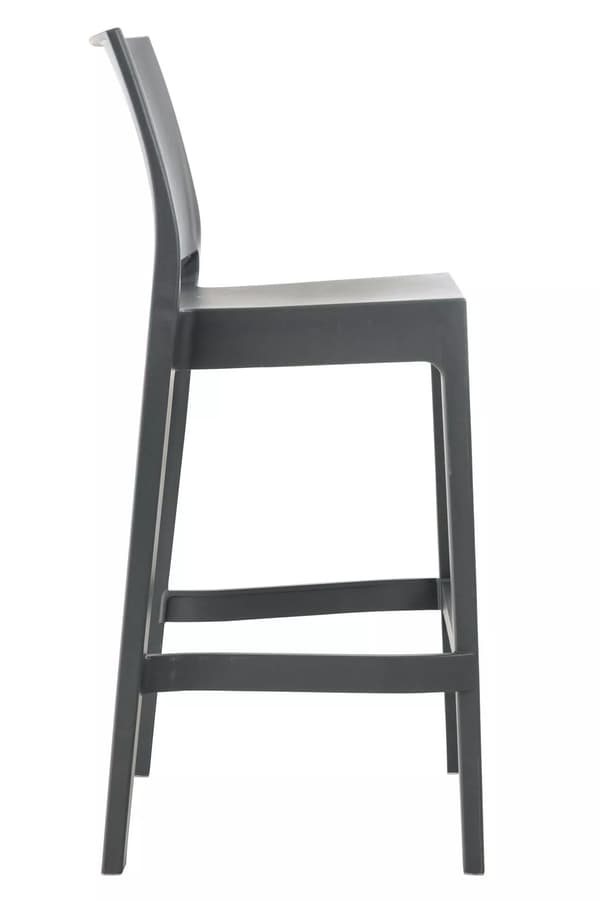 4 dark grey Maya bar stools, stackable, UV-resistant, indoor/outdoor plastic