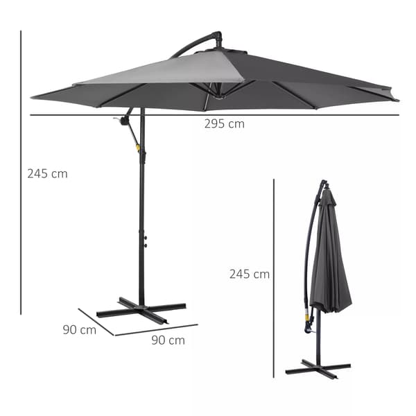 Outsunny aurinkovarjo, harmaa, teräs/polyesteri, Ø2.95x2.45m
