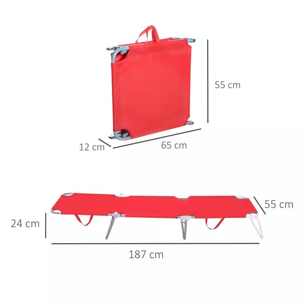 foldbar solvogn med justerbart ryglæn i metal og polyester, rød