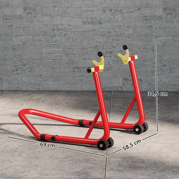 Motorcykelstativ Fram/Bak - Max 544kg, Stål, Röd