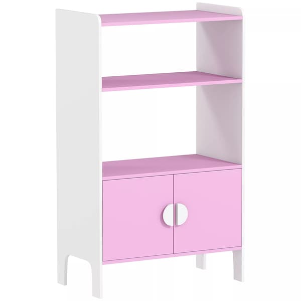 Barnbokhylla med 2 Hyllplan och 2 Skp, MDF, Rosa+Vit