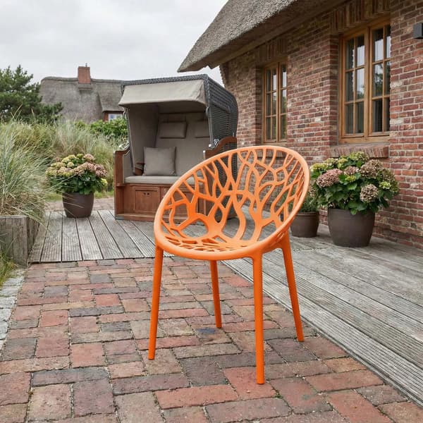Sæt med 4 orange stabelbare havestole - Hope Model