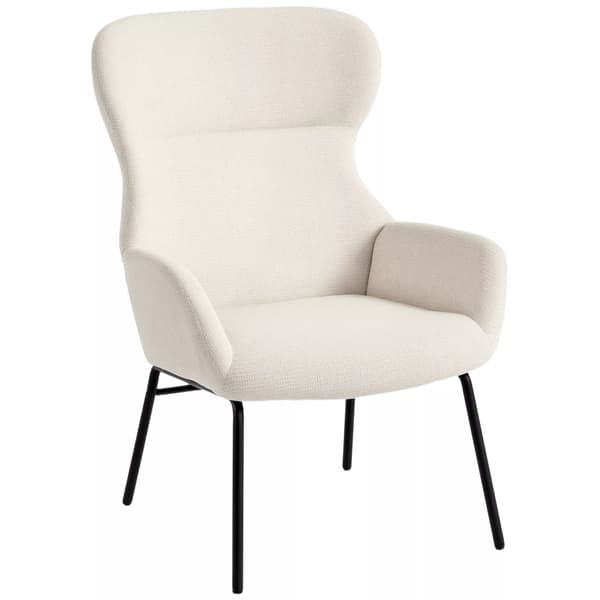 accentstol, wingback-stil, krämvit, polyester