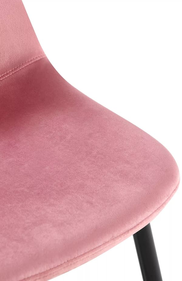 Set med 4 rosa sammetsstolar med metallramar