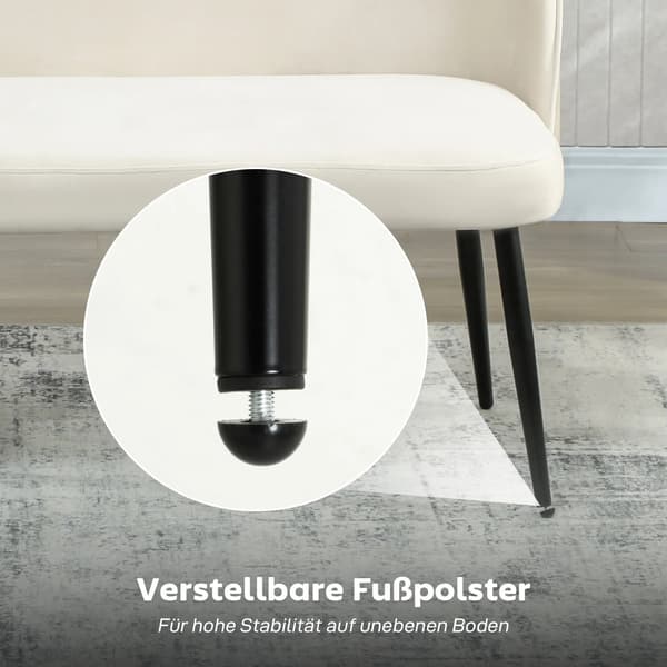 2-sitssoffa i beige sammetstyg med metallstomme, modern design