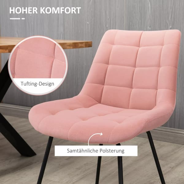 Matsalsstol (2-pack), Retrodesign, Rosa sammet, Metallben