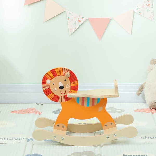Gyngedyr, Løvedesign, Orange, Træ, Max 25 kg, 2-5 år