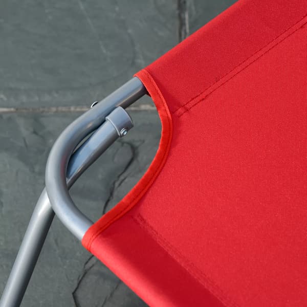 foldbar solvogn med justerbart ryglæn i metal og polyester, rød