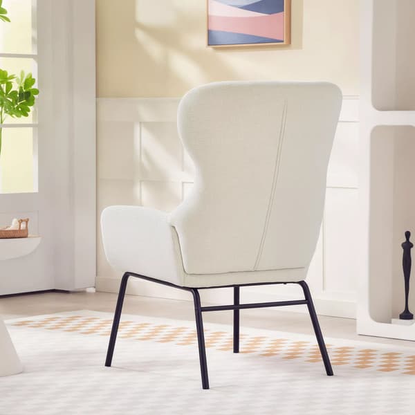 accentstol, wingback-stil, krämvit, polyester