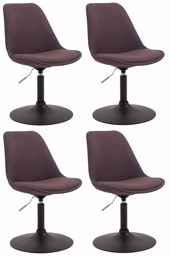 Set med 4 Maverick bruna tygmatstolar med metallbas