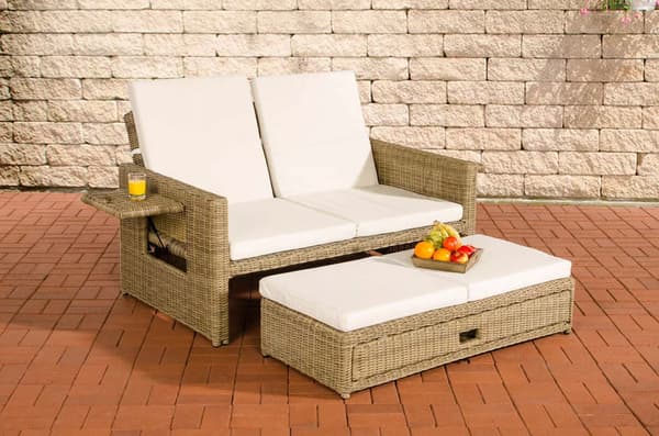 Ancona Udendørs Sofa, Naturfarve, Aluminiumsstel, Plastmateriale