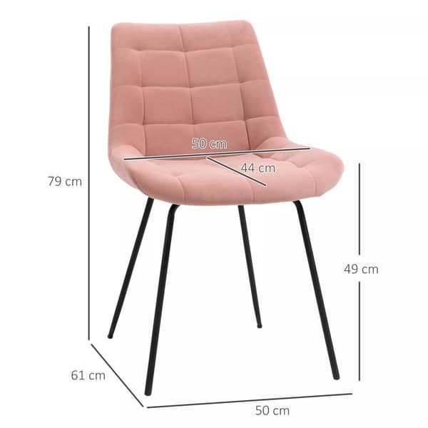 Matsalsstol (2-pack), Retrodesign, Rosa sammet, Metallben