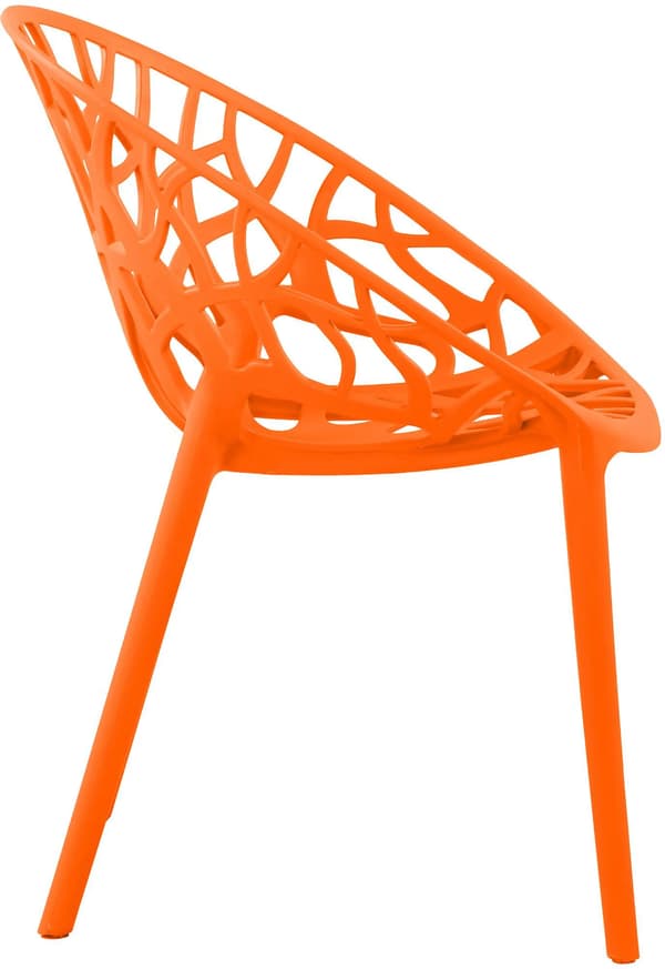 Set med 4 orangea stapelbara trädgårdsstolar i plast - Modell Hope