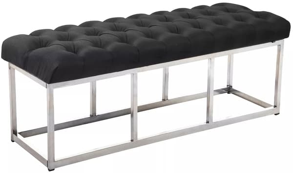 Amun Mørkegrå Stofbænk med Rustfrit Stålramme - 120cm