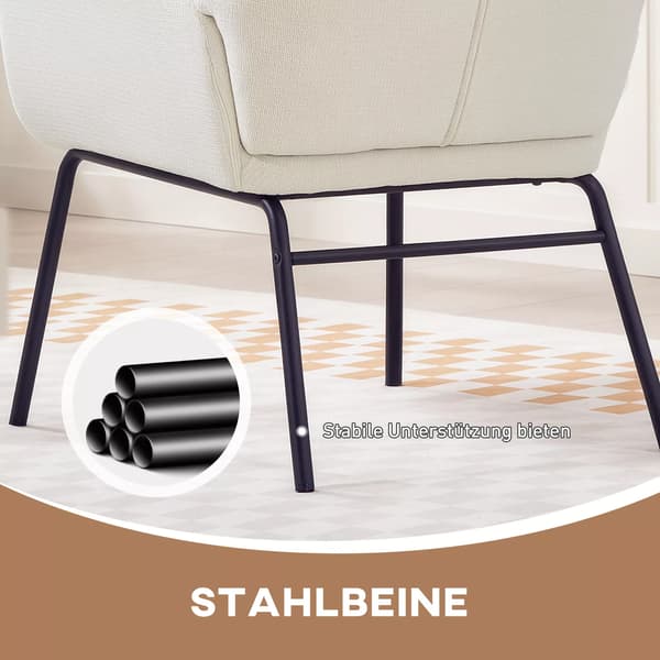 accentstol, wingback-stil, krämvit, polyester