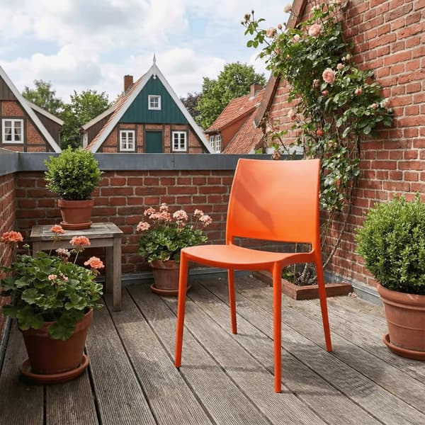 Sæt med 2 stabelbare udendørs plastikstole, orange