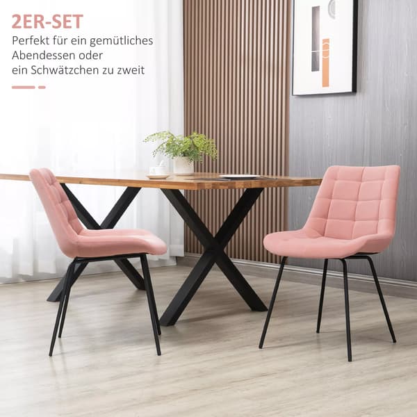 Matsalsstol (2-pack), Retrodesign, Rosa sammet, Metallben