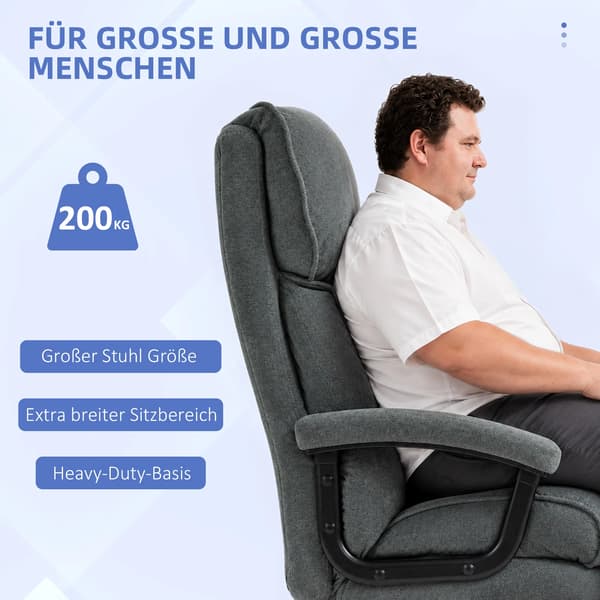 Ergonomisk Kontorstol i Grå Polyester, 200 kg Kapacitet